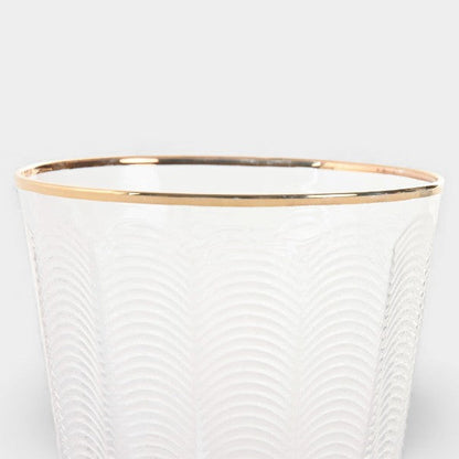 Set de 6 verres transparent avec relief et bordure dorée