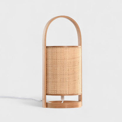 Lampe à poser en rotin et bambou avec anse
