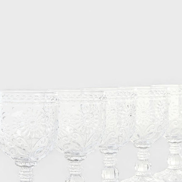Set de verres texturé sur pied transparent (6 Unités)