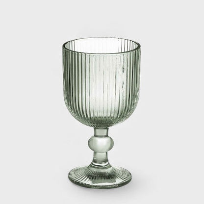 Verres sur pieds strié vert gris (6 Unités)