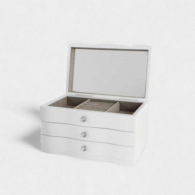 Boîte à bijoux avec tiroir et miroir blanche