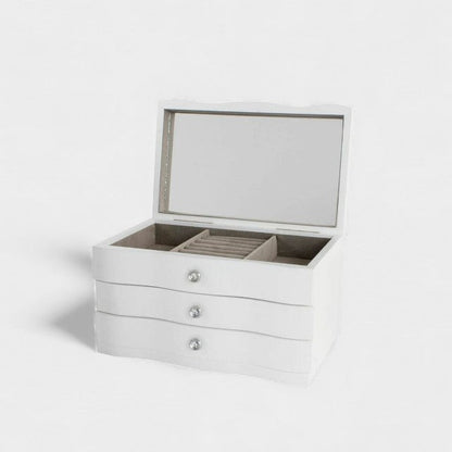 Boîte à bijoux avec tiroir et miroir blanche