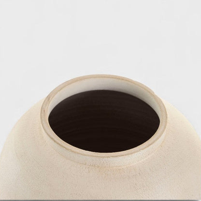 Vase Blanc Cassé avec couvercle en bois