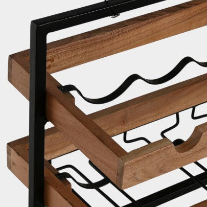 Range Bouteilles mural noir et bois