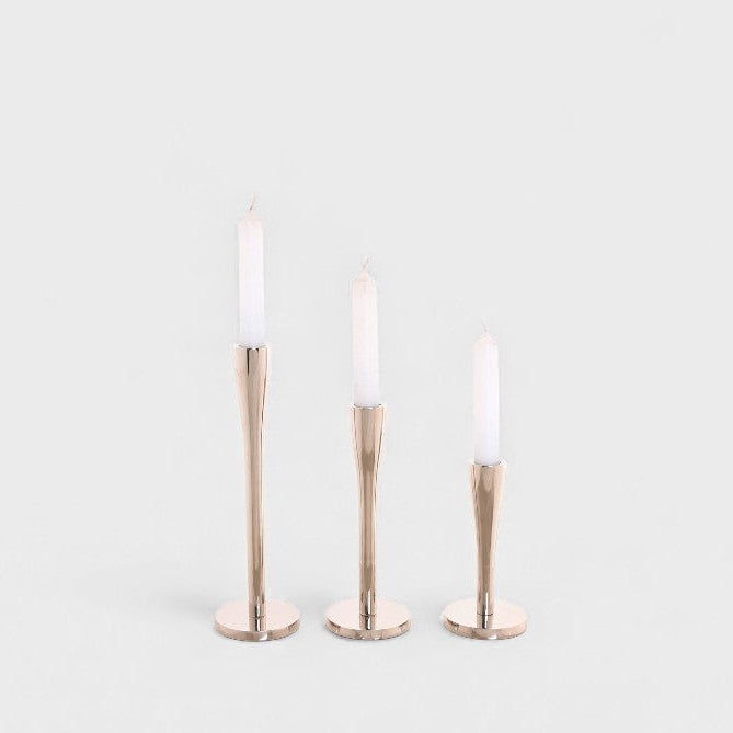 Set de 3 bougeoirs en aluminium argenté