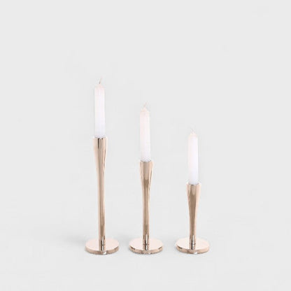 Set de 3 bougeoirs en aluminium argenté
