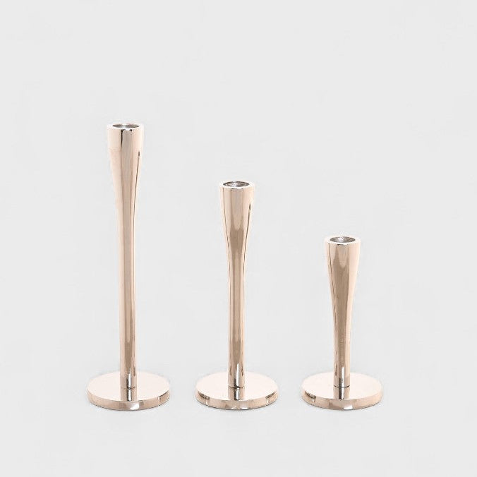 Set de 3 bougeoirs en aluminium argenté