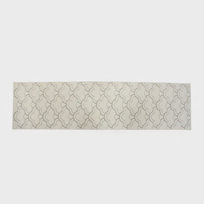 Tapis de couloir beige à motif oriental