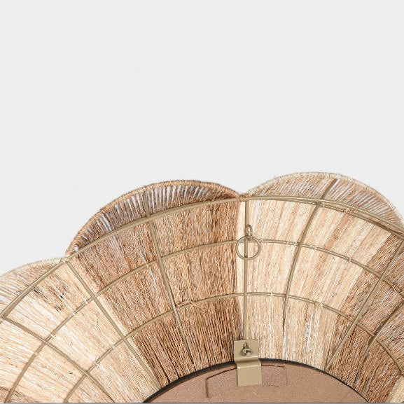 Miroir mural rond en rotin bicolore