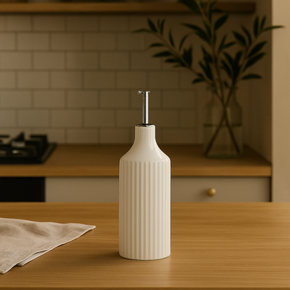 Huilier blanc en porcelaine striée KALEN