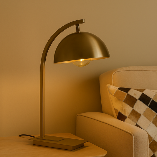 Lampe de bureau en métal doré brossé LÉON
