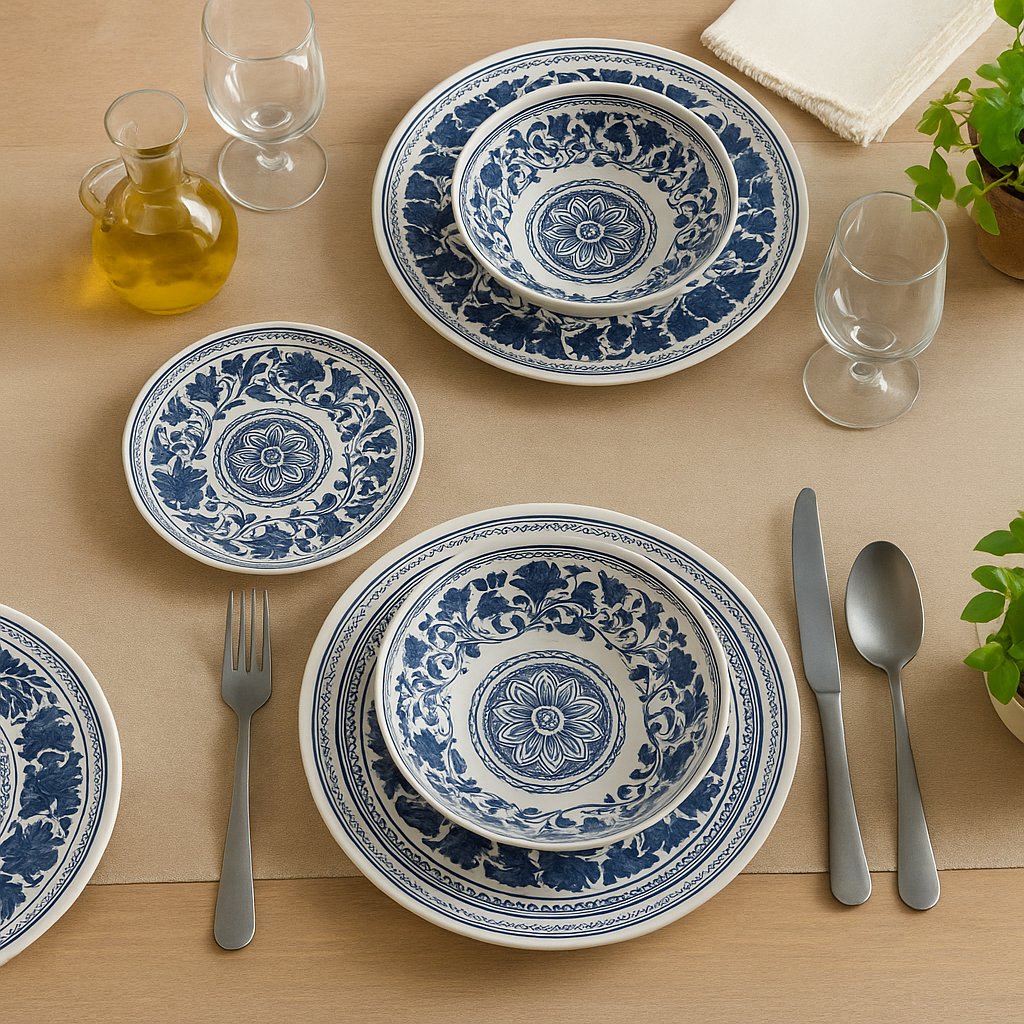 Service d’assiettes en porcelaine méditerranéennes