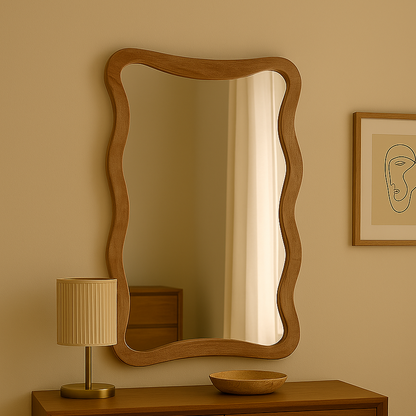 Miroir ondulé en bois de manguier