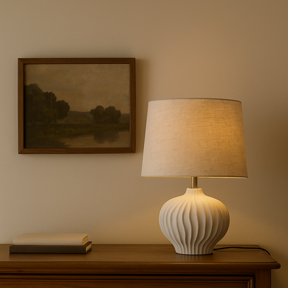 Lampe au pied ondulé beige ANIA