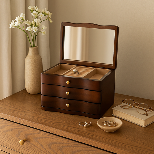 Boîte à Bijoux Élisa en Bois Foncé