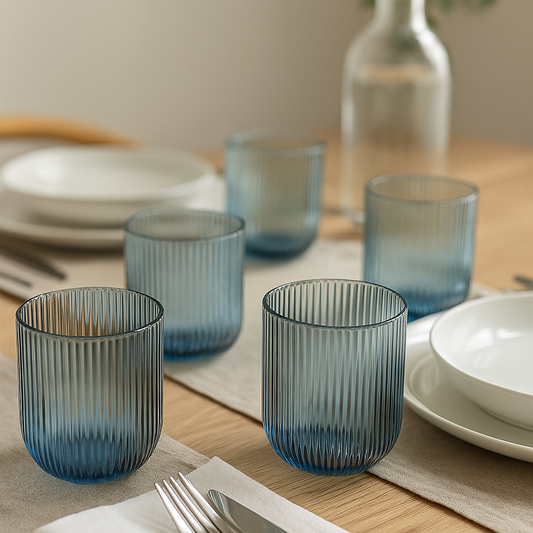 Set de 6 verres bleus rainurés Sofia – 240 ml