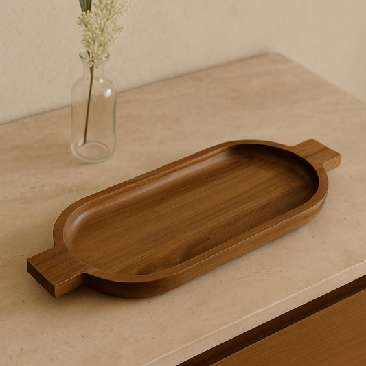 Plateau en bois d’acacia avec poignée SIENNA