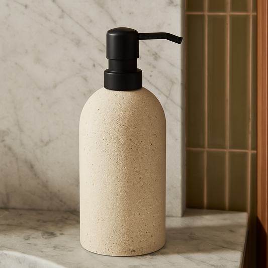 Distributeur de savon beige texturé effet pierre EDITH