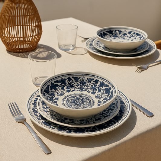 Service d’assiettes en porcelaine méditerranéennes