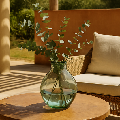 Vase en verre soufflé vert transparent CALYPSO