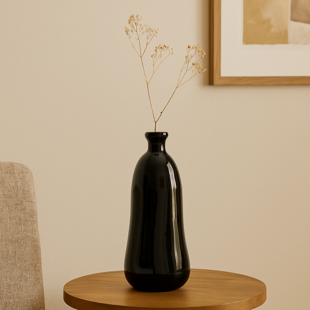 Vase dame jeanne en verre recyclé noir JULIE