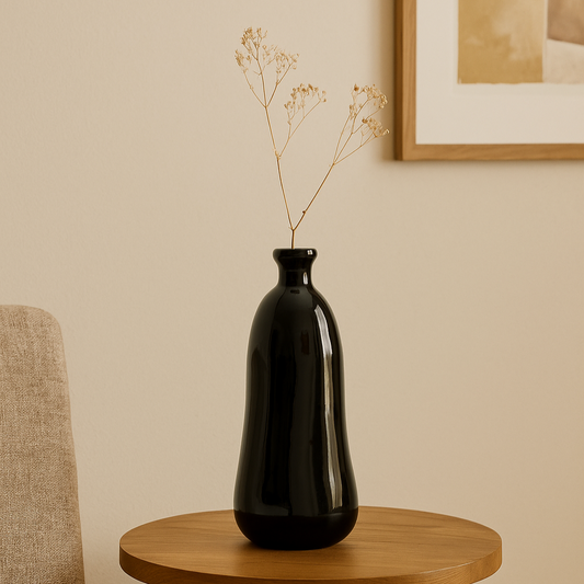 Vase dame jeanne en verre recyclé noir JULIE