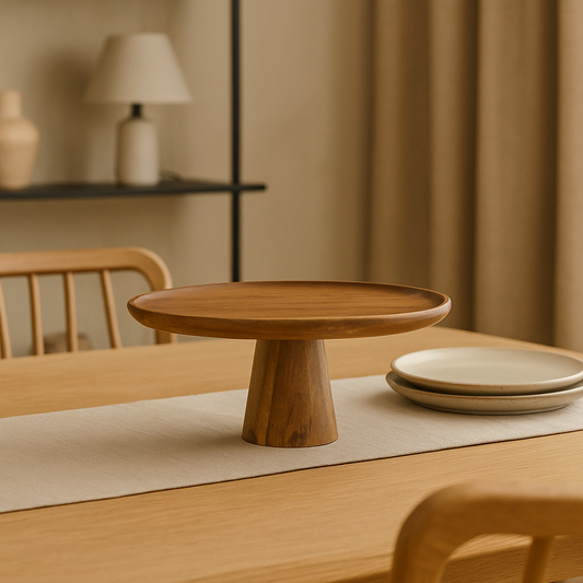 Assiette / Plateau sur pied en bois d'acacia CASSY