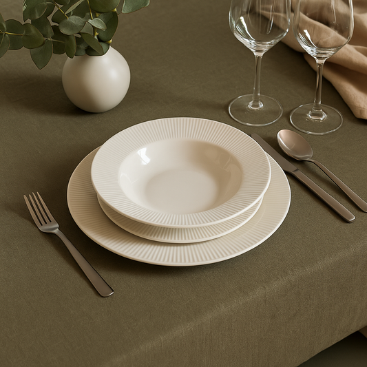 Service d’assiettes en porcelaine blanche (18 pièces)