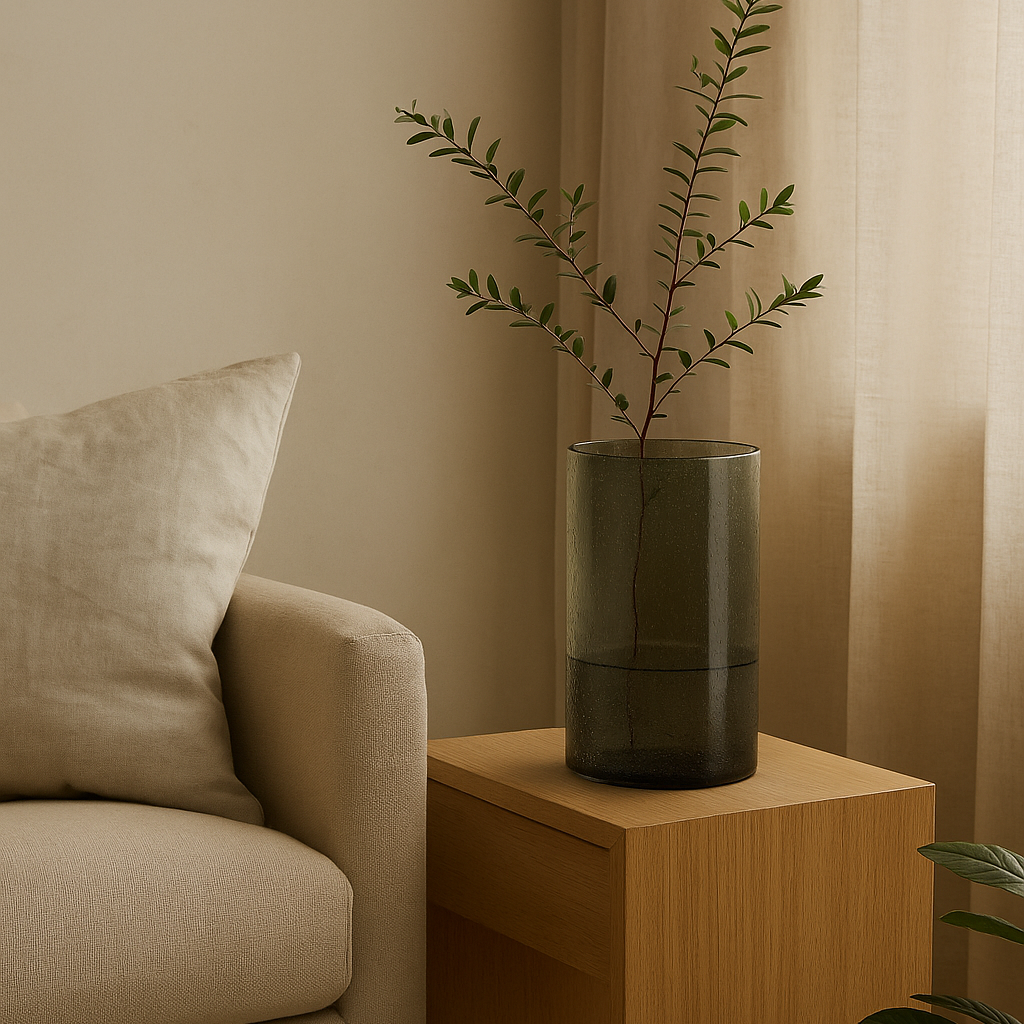Vase en verre vert bullé SÉRÉNITÉ