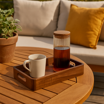 Plateau rectangulaire en bois d'acacia aux bords arrondis ALAIN