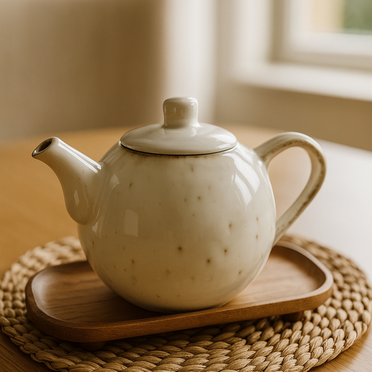 Théière en grès moucheté blanc MAELLE