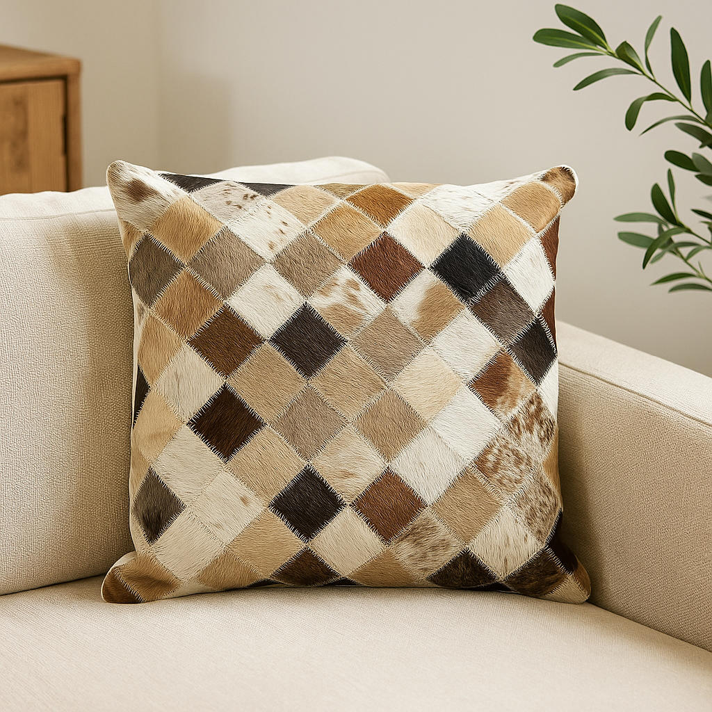 Coussin patchwork animalier