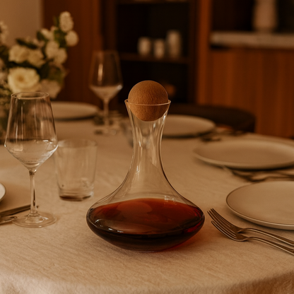 Carafe à décanter en verre avec bouchon rond en bois – 1,5 L