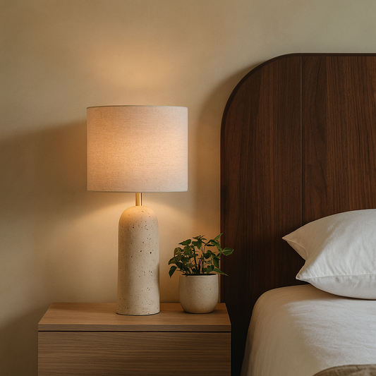 Lampe de table en marbre et lin ANNA