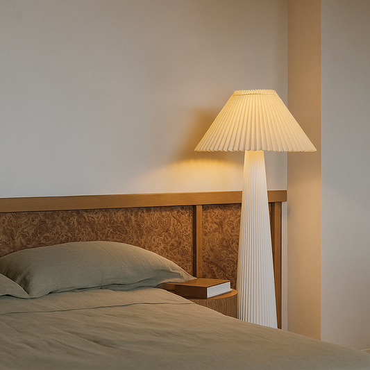 Lampadaire plissé crème CONSTANCE