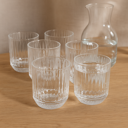 Set de 6 verres transparents rainurés Sophia