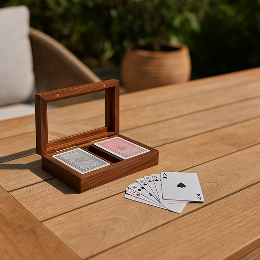 Élégante boîte de cartes et dés en bois ELIAS