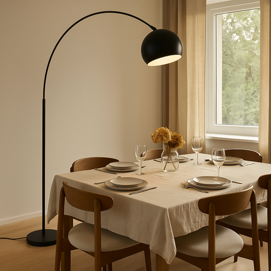 Lampadaire courbé noir en métal