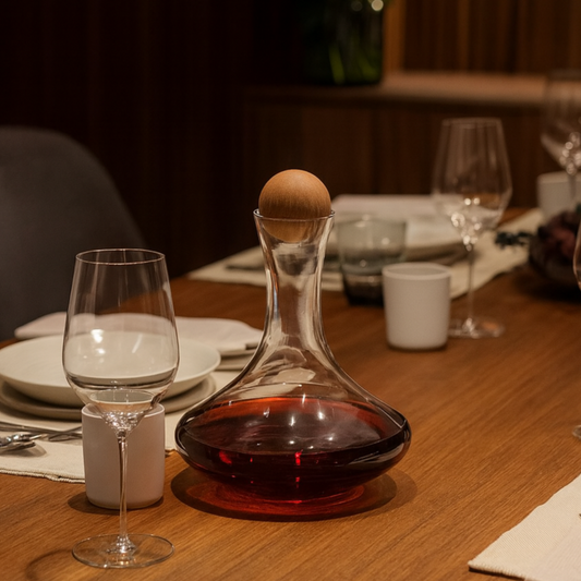 Carafe à décanter en verre avec bouchon rond en bois – 1,5 L