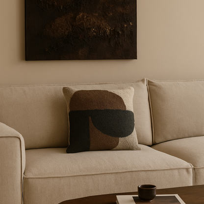 Coussin texturé beige en coton texturé carré CLEM