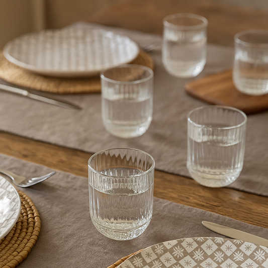 Set de 6 verres transparents rainurés Sophia