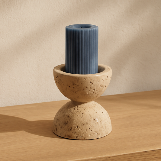 Bougeoir en pierre beige