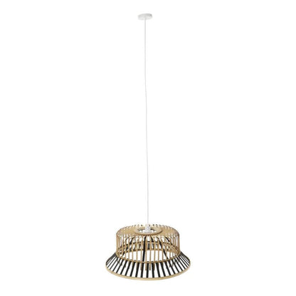Suspension en bambou tressé beige et noir LILABY