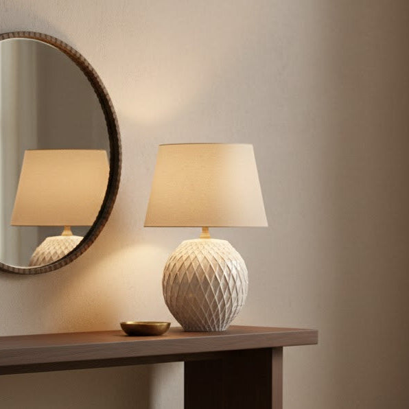 Lampe de bureau ronde en céramique travaillée