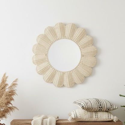 Miroir mural en rotin clair