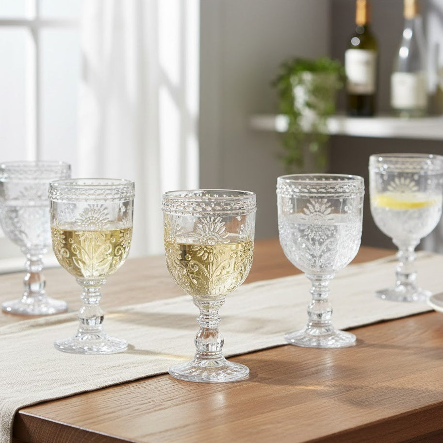 Set de verres texturé sur pied transparent (6 Unités)
