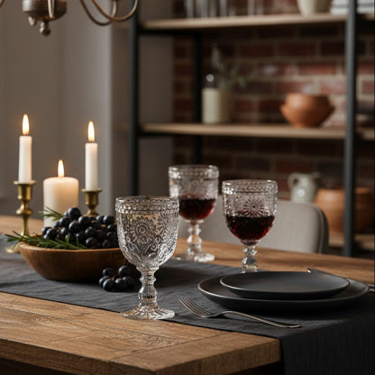 Set de verres texturé sur pied transparent (6 Unités)